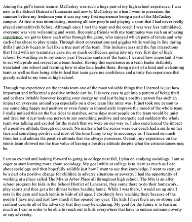 Lindsey Strasenburgh Essay